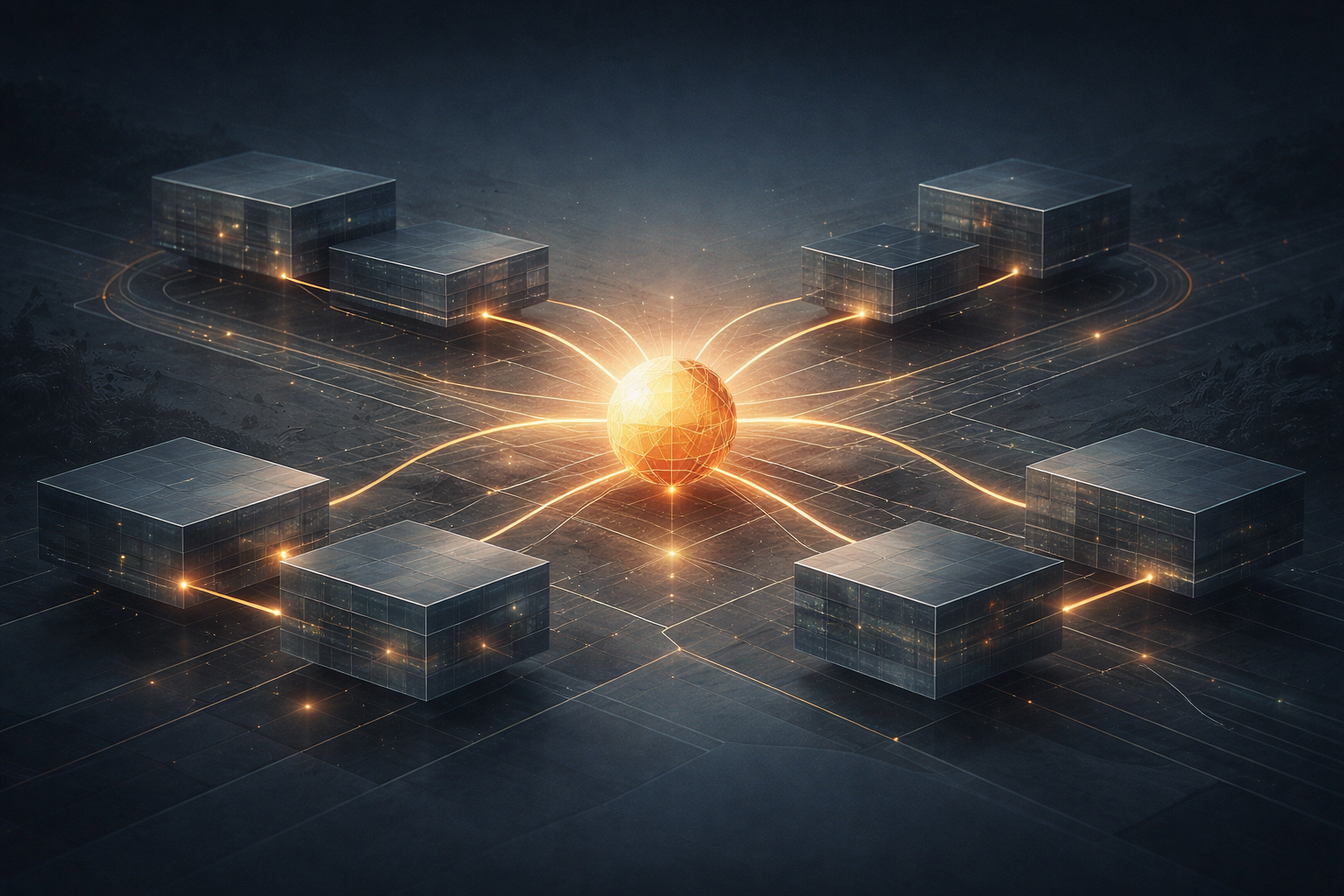 Visual abstrato representando a organização e os fluxos da energia funcional